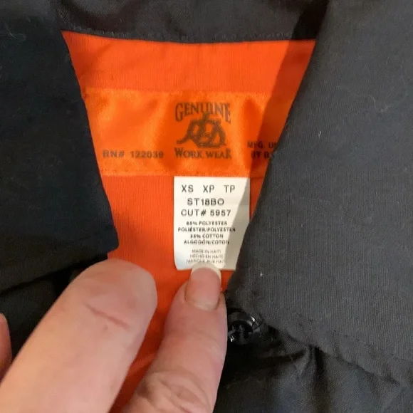 Vtg Harley Davidson genuine work wear button up orange black sexy work shirt XS - Picture 4 of 6